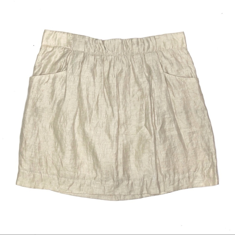 J Crew Paperbag Waist Mini Skirt Beige Tan Linen Blend Casual Summer 4